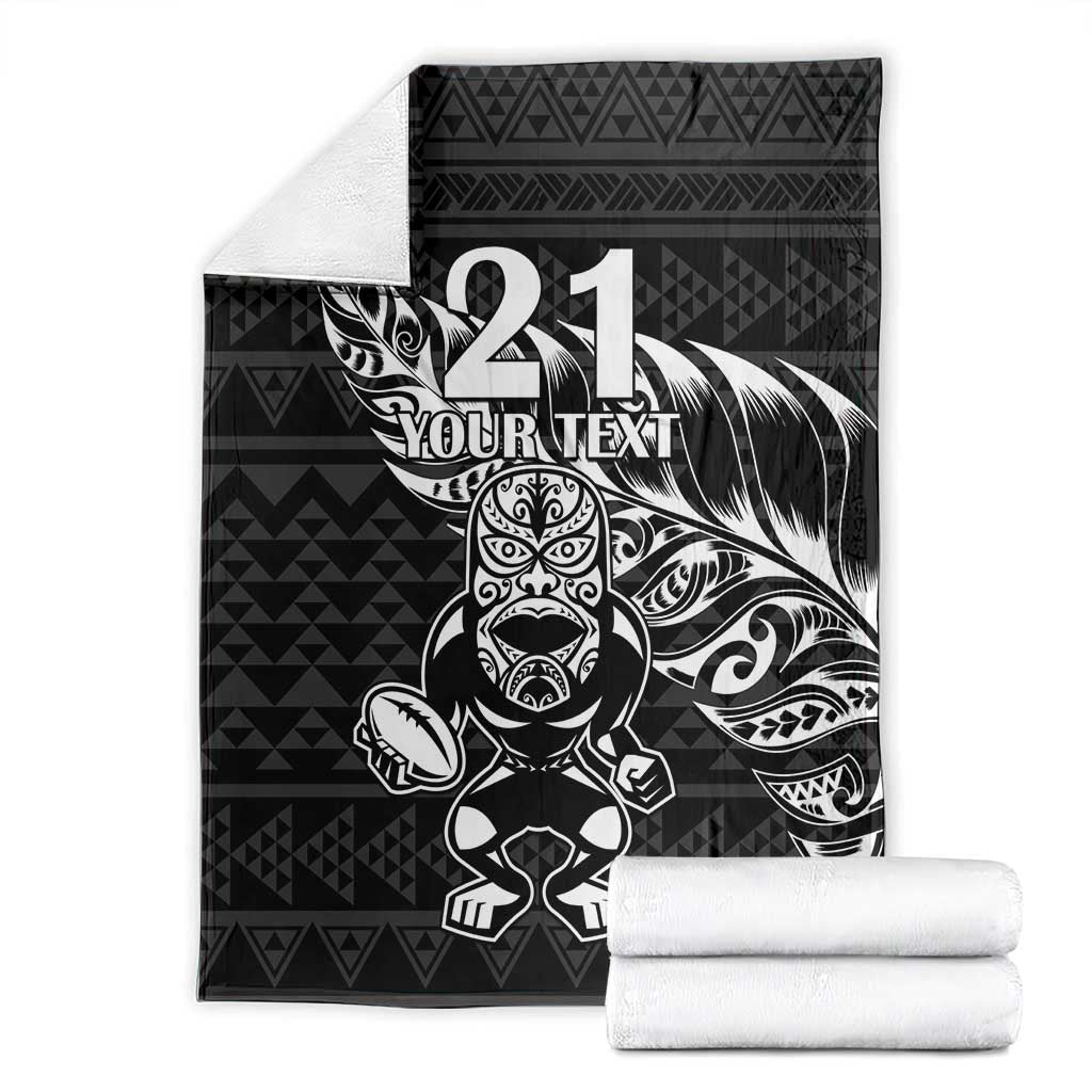 New Zealand Rugby Warrior Custom Blanket Black Fern Taniko Motif