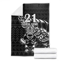 New Zealand Rugby Warrior Custom Blanket Black Fern Taniko Motif