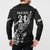 New Zealand Rugby Warrior Custom Button Sweatshirt Black Fern Taniko Motif