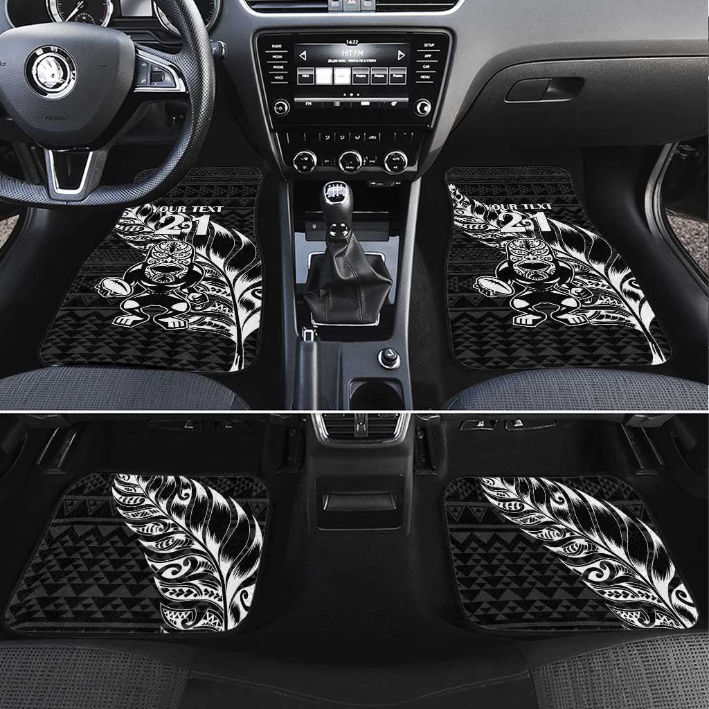 New Zealand Rugby Warrior Custom Car Mats Black Fern Taniko Motif