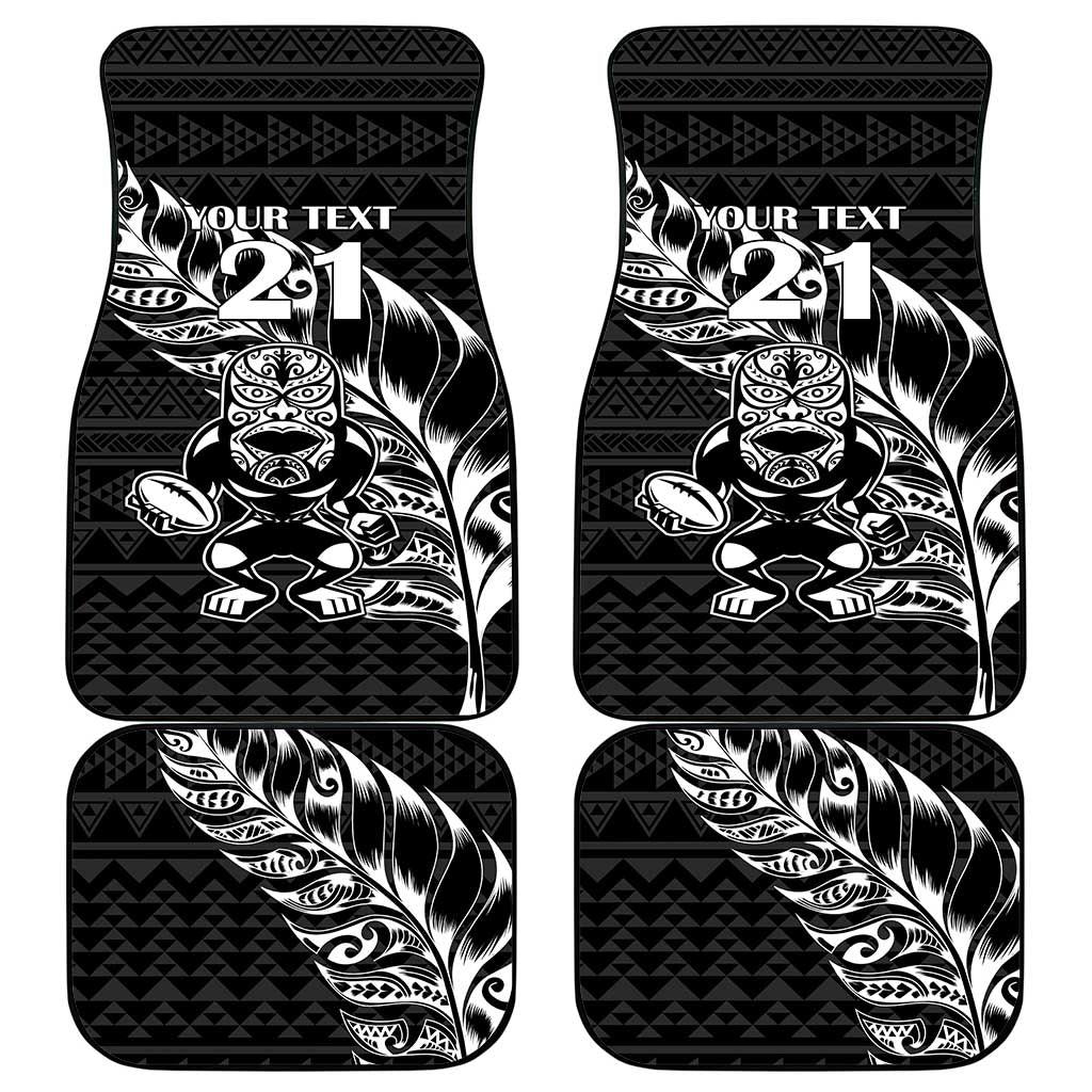 New Zealand Rugby Warrior Custom Car Mats Black Fern Taniko Motif