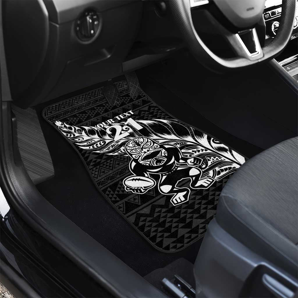 New Zealand Rugby Warrior Custom Car Mats Black Fern Taniko Motif
