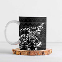 New Zealand Rugby Warrior Custom Ceramic Mug Black Fern Taniko Motif - Polynesian Pride