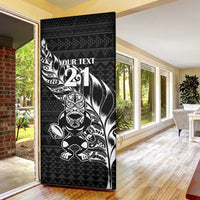 New Zealand Rugby Warrior Custom Door Cover Black Fern Taniko Motif - Polynesian Pride