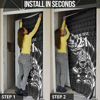 New Zealand Rugby Warrior Custom Door Cover Black Fern Taniko Motif - Polynesian Pride
