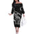 New Zealand Rugby Warrior Custom Family Matching Off The Shoulder Long Sleeve Dress and Hawaiian Shirt Black Fern Taniko Motif