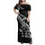 New Zealand Rugby Warrior Custom Family Matching Off Shoulder Maxi Dress and Hawaiian Shirt Black Fern Taniko Motif