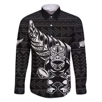 New Zealand Rugby Warrior Custom Family Matching Puletasi and Hawaiian Shirt Black Fern Taniko Motif