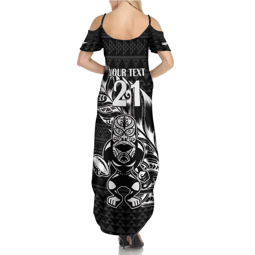 New Zealand Rugby Warrior Custom Family Matching Summer Maxi Dress and Hawaiian Shirt Black Fern Taniko Motif