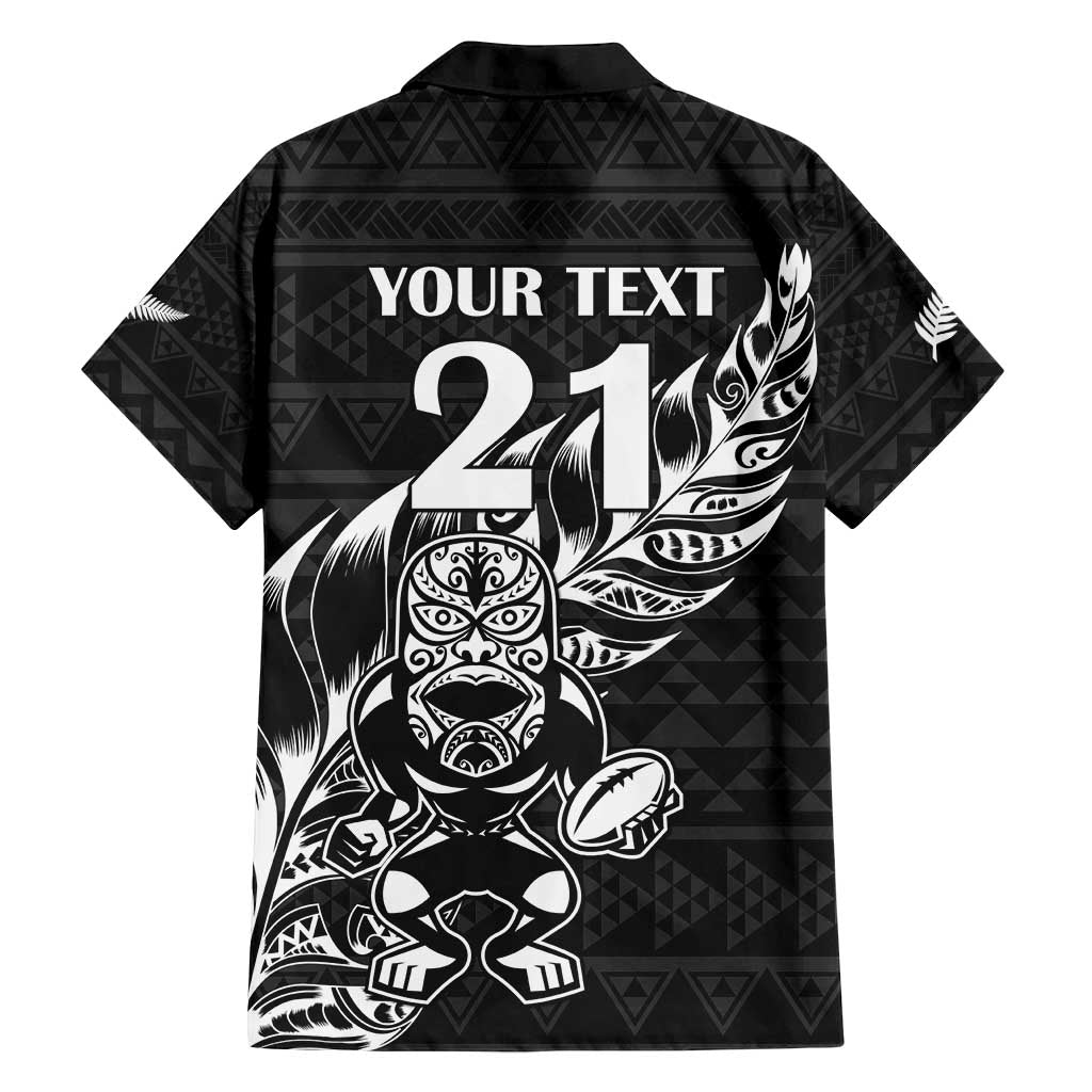 New Zealand Rugby Warrior Custom Family Matching Tank Maxi Dress and Hawaiian Shirt Black Fern Taniko Motif