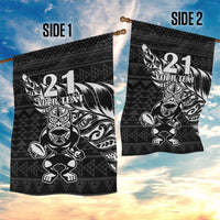New Zealand Rugby Warrior Custom Garden Flag Black Fern Taniko Motif