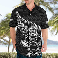 New Zealand Rugby Warrior Custom Hawaiian Shirt Black Fern Taniko Motif
