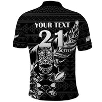 New Zealand Rugby Warrior Custom Polo Shirt Black Fern Taniko Motif