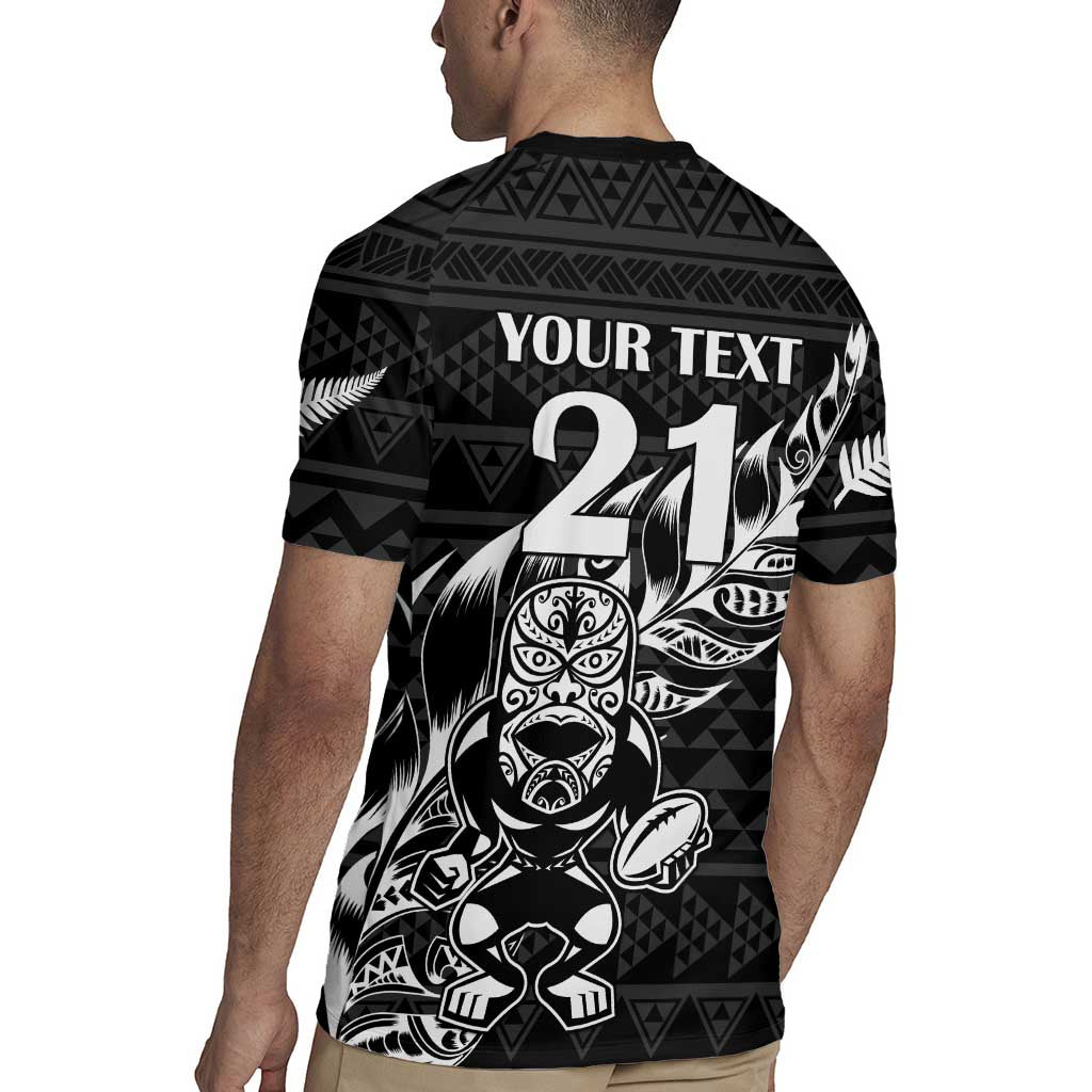New Zealand Rugby Warrior Custom Rugby Jersey Black Fern Taniko Motif