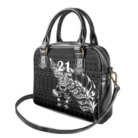 New Zealand Rugby Warrior Custom Shoulder Handbag Black Fern Taniko Motif