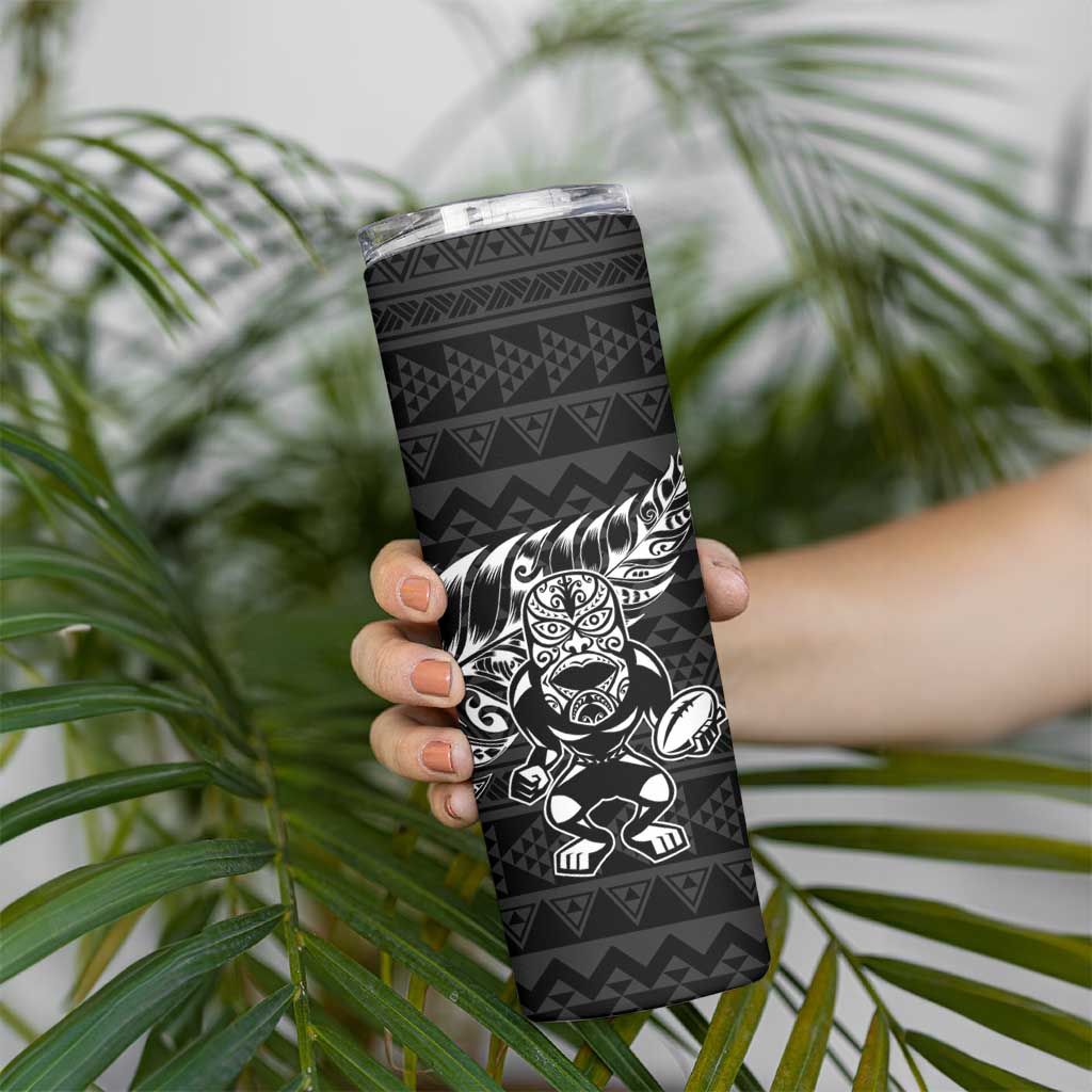 New Zealand Rugby Warrior Custom Skinny Tumbler Black Fern Taniko Motif