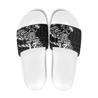 New Zealand Rugby Warrior Custom Slide Sandals Black Fern Taniko Motif - Polynesian Pride
