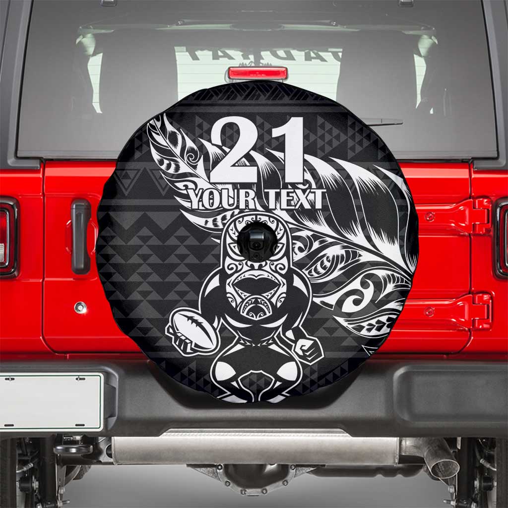 New Zealand Rugby Warrior Custom Spare Tire Cover Black Fern Taniko Motif