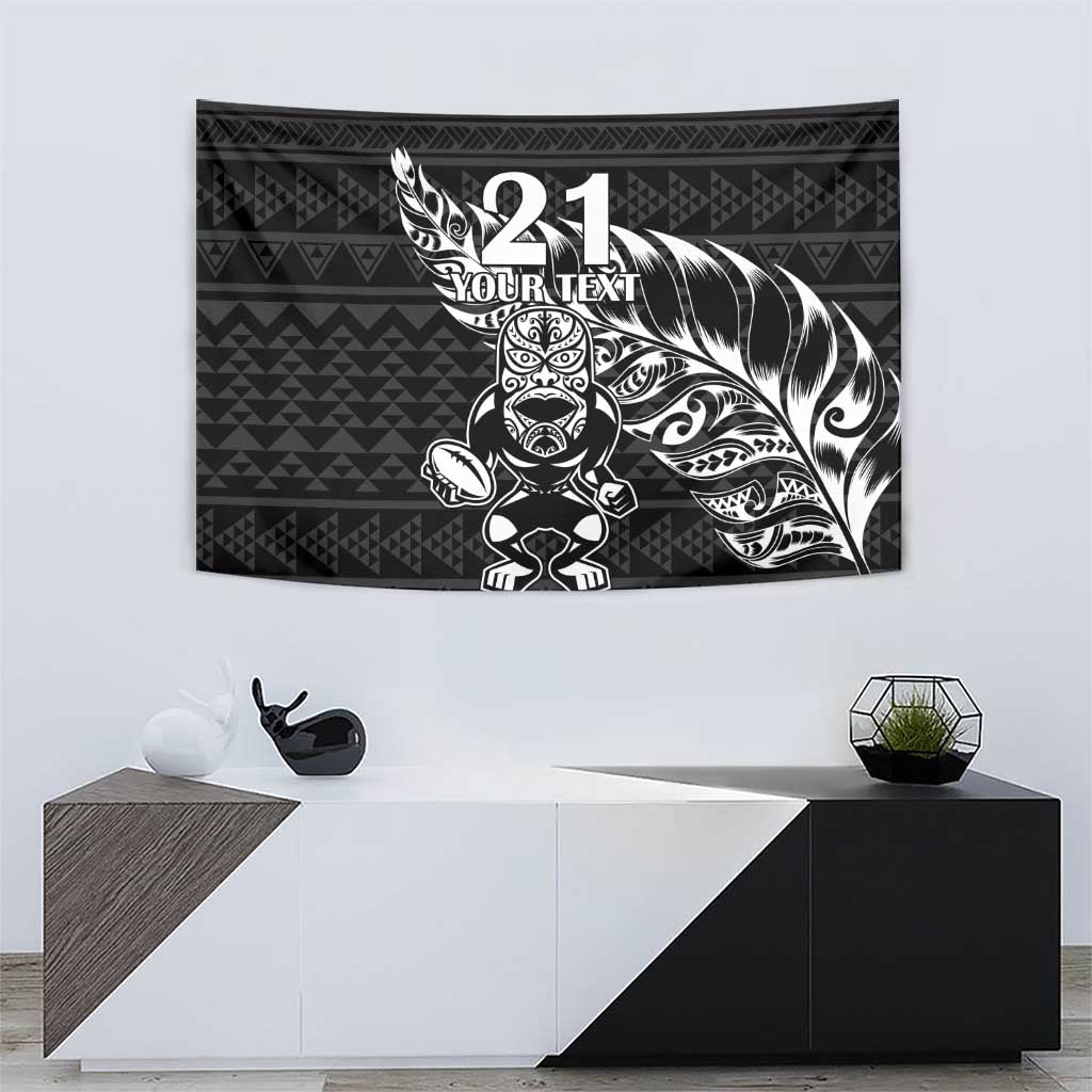 New Zealand Rugby Warrior Custom Tapestry Black Fern Taniko Motif