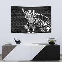 New Zealand Rugby Warrior Custom Tapestry Black Fern Taniko Motif