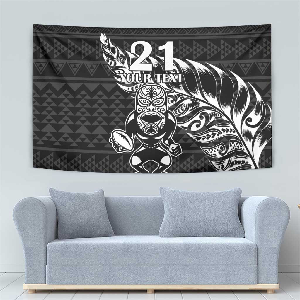 New Zealand Rugby Warrior Custom Tapestry Black Fern Taniko Motif