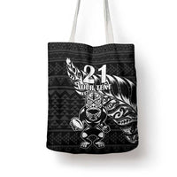 New Zealand Rugby Warrior Custom Tote Bag Black Fern Taniko Motif - Polynesian Pride