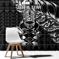 New Zealand Rugby Warrior Custom Window Curtain Black Fern Taniko Motif