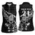 New Zealand Rugby Warrior Custom Women Sleeveless Polo Shirt Black Fern Taniko Motif