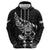 New Zealand Rugby Warrior Custom Zip Hoodie Black Fern Taniko Motif