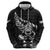 New Zealand Rugby Warrior Custom Zip Hoodie Black Fern Taniko Motif