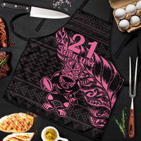 New Zealand Rugby Warrior Custom Apron Pink Fern Taniko Motif - Polynesian Pride
