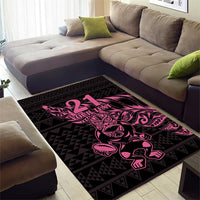 New Zealand Rugby Warrior Custom Area Rug Pink Fern Taniko Motif