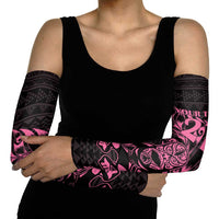New Zealand Rugby Warrior Custom Arm Sleeves Pink Fern Taniko Motif - Polynesian Pride