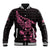 New Zealand Rugby Warrior Custom Baseball Jacket Pink Fern Taniko Motif
