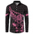 New Zealand Rugby Warrior Custom Button Sweatshirt Pink Fern Taniko Motif