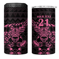 New Zealand Rugby Warrior Custom 4 in 1 Can Cooler Tumbler Pink Fern Taniko Motif