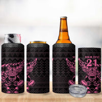New Zealand Rugby Warrior Custom 4 in 1 Can Cooler Tumbler Pink Fern Taniko Motif