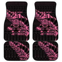 New Zealand Rugby Warrior Custom Car Mats Pink Fern Taniko Motif