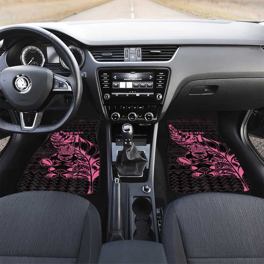 New Zealand Rugby Warrior Custom Car Mats Pink Fern Taniko Motif