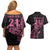 New Zealand Rugby Warrior Custom Couples Matching Off Shoulder Short Dress and Hawaiian Shirt Pink Fern Taniko Motif