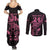 New Zealand Rugby Warrior Custom Couples Matching Summer Maxi Dress and Long Sleeve Button Shirt Pink Fern Taniko Motif