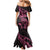 New Zealand Rugby Warrior Custom Family Matching Mermaid Dress and Hawaiian Shirt Pink Fern Taniko Motif
