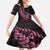 New Zealand Rugby Warrior Custom Family Matching Off The Shoulder Long Sleeve Dress and Hawaiian Shirt Pink Fern Taniko Motif
