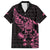 New Zealand Rugby Warrior Custom Family Matching Off The Shoulder Long Sleeve Dress and Hawaiian Shirt Pink Fern Taniko Motif