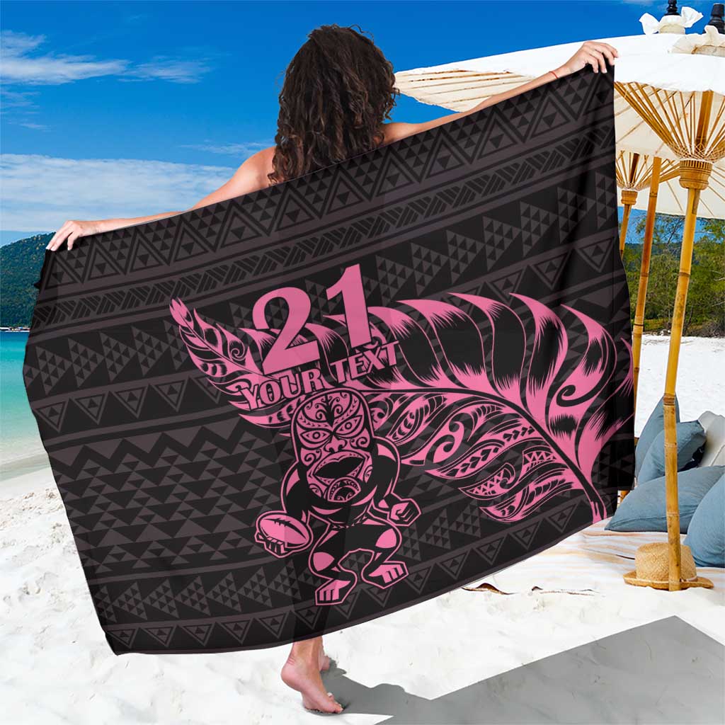 New Zealand Rugby Warrior Custom Sarong Pink Fern Taniko Motif