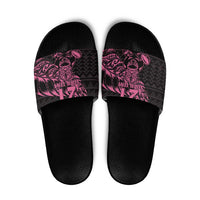 New Zealand Rugby Warrior Custom Slide Sandals Pink Fern Taniko Motif - Polynesian Pride