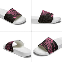 New Zealand Rugby Warrior Custom Slide Sandals Pink Fern Taniko Motif - Polynesian Pride