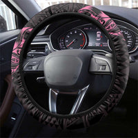 New Zealand Rugby Warrior Steering Wheel Cover Pink Fern Taniko Motif