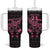 New Zealand Rugby Warrior Custom Tumbler With Handle Pink Fern Taniko Motif