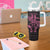 New Zealand Rugby Warrior Custom Tumbler With Handle Pink Fern Taniko Motif